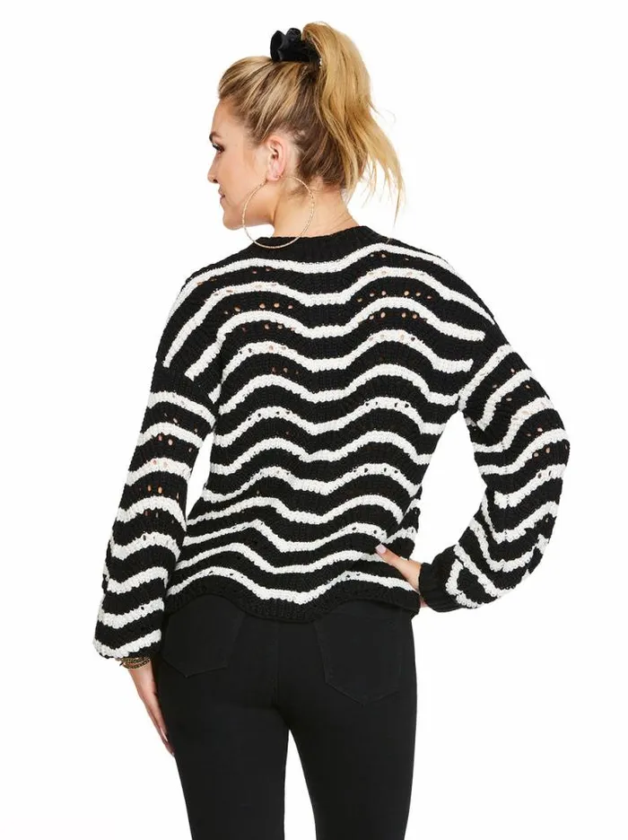 Tops Clothing Jessica Simpson Fayette Sweater In Black Stripe