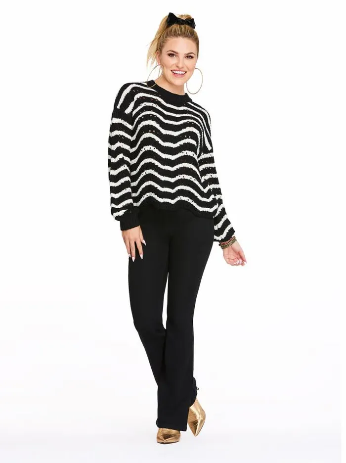 Tops Clothing Jessica Simpson Fayette Sweater In Black Stripe