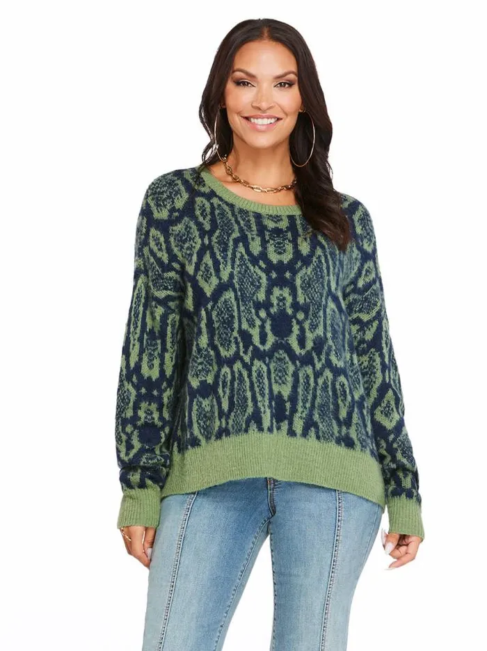 Tops Clothing Jessica Simpson Kenna Sweater In Geo Snake