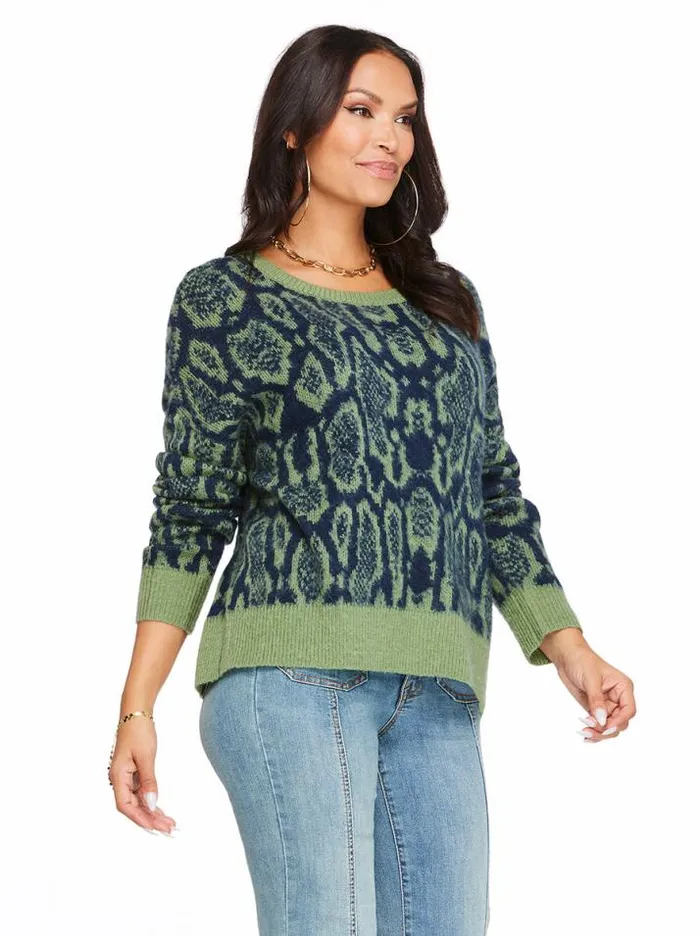 Tops Clothing Jessica Simpson Kenna Sweater In Geo Snake