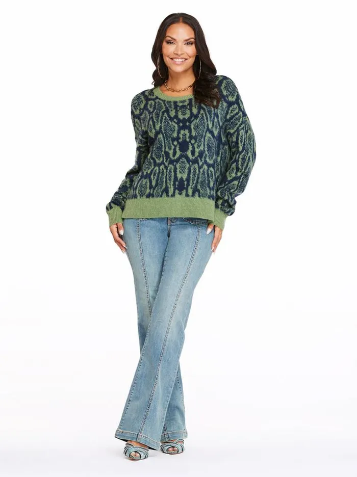 Tops Clothing Jessica Simpson Kenna Sweater In Geo Snake