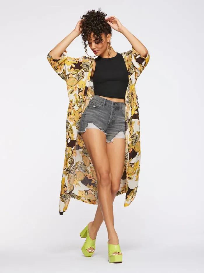 Tops Clothing Jessica Simpson Lailaa Kimono In Clover Field