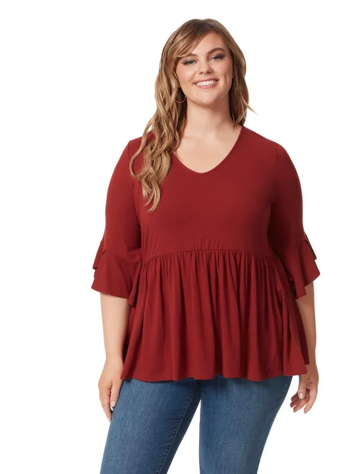 Tops Clothing Jessica Simpson Susie Top In Russet Brown