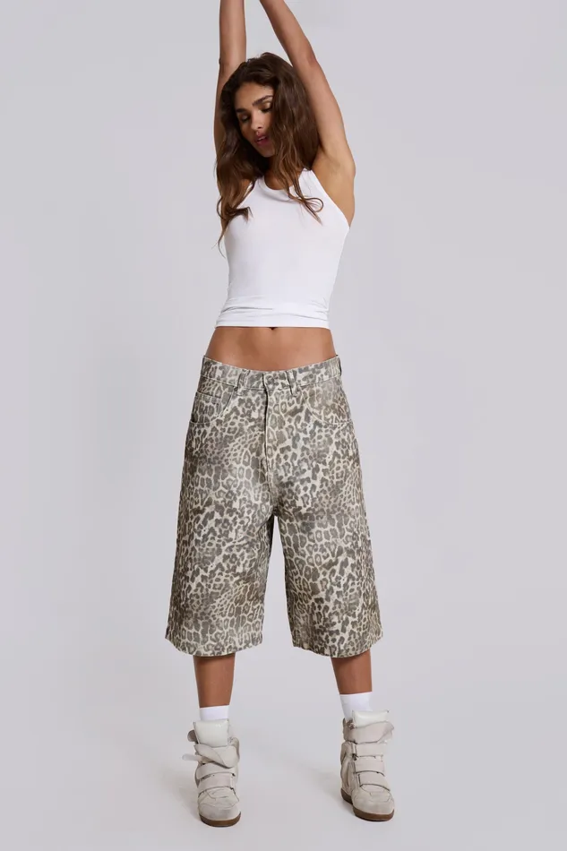 Tops Jaded London Women Shop Leopard Fade Colossus Jorts