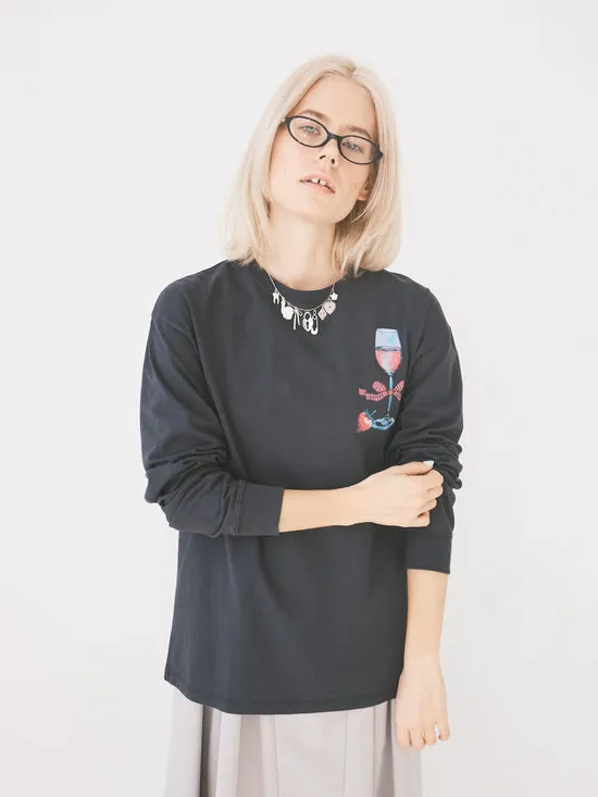 Tops Lisa Says Gah Women Rose Wine Long Sleeve Tee Charcoal