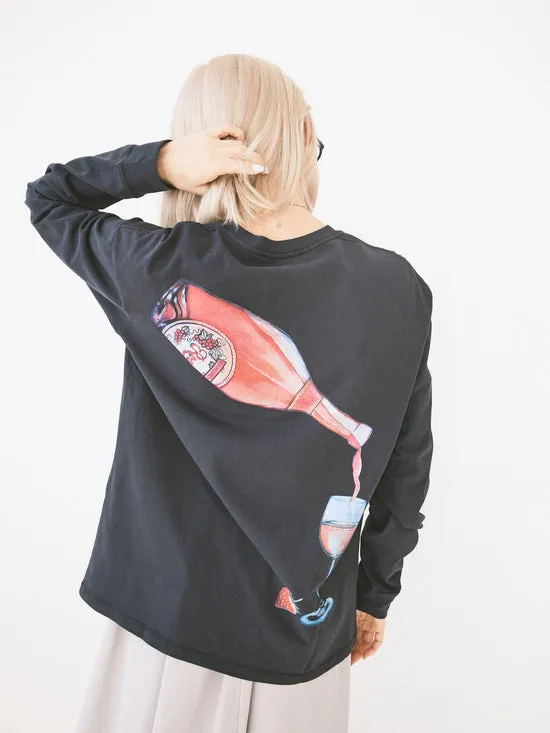 Tops Lisa Says Gah Women Rose Wine Long Sleeve Tee Charcoal Tops Lisa Says Gah Women Rose Wine Long Sleeve Tee Charcoal