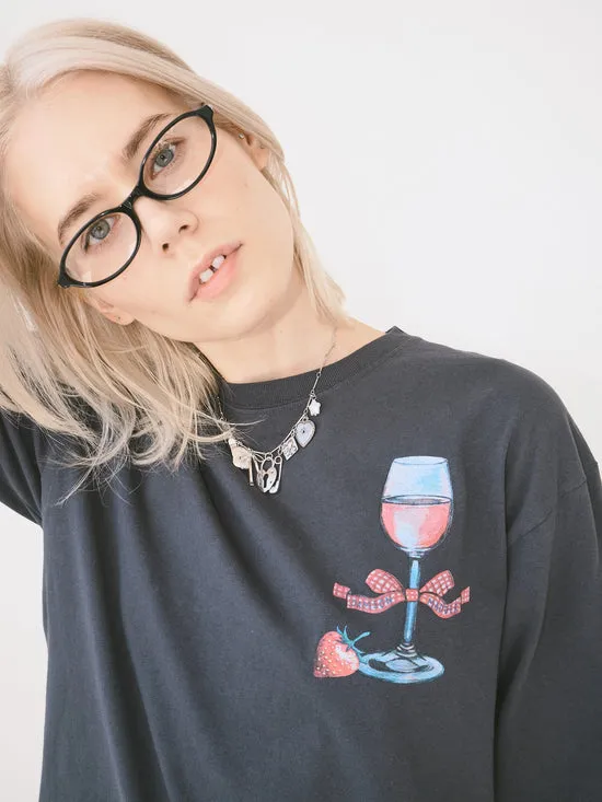 Tops Lisa Says Gah Women Rose Wine Long Sleeve Tee Charcoal Tops Lisa Says Gah Women Rose Wine Long Sleeve Tee Charcoal