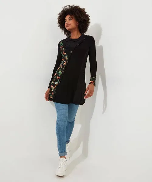 Tops Tunics and Blouses Fabulous Foxes Jersey Tunic Black Joebrowns Apparel