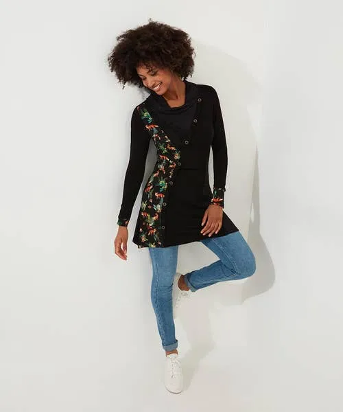Tops Tunics and Blouses Fabulous Foxes Jersey Tunic Black Joebrowns Apparel
