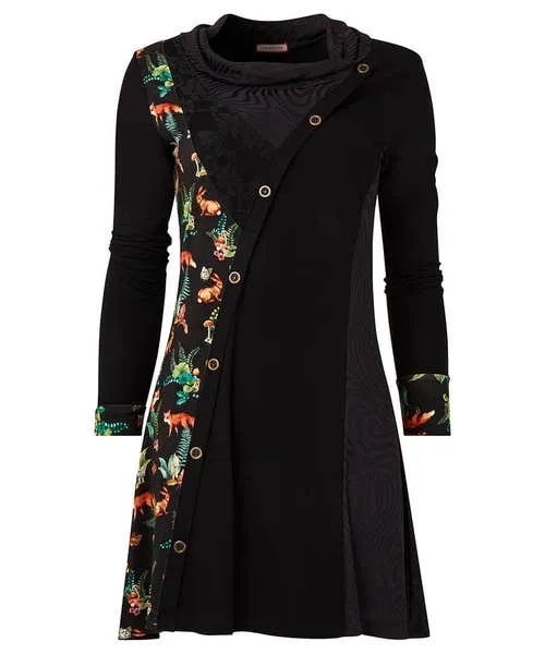 Tops Tunics and Blouses Fabulous Foxes Jersey Tunic Black Joebrowns Apparel
