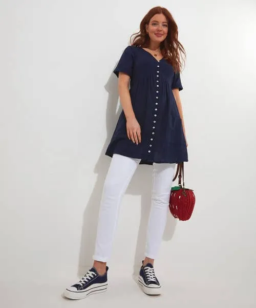 Tops Tunics and Blouses Joebrowns Apparel Crinkle Cotton Tunic Navy Tops Tunics and Blouses Joebrowns Apparel Crinkle Cotton Tunic Navy