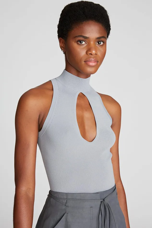 Tops Women Halston Kit Top In Matte Viscose Pewter
