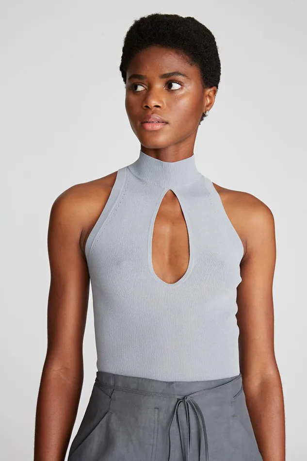 Tops Women Halston Kit Top In Matte Viscose Pewter