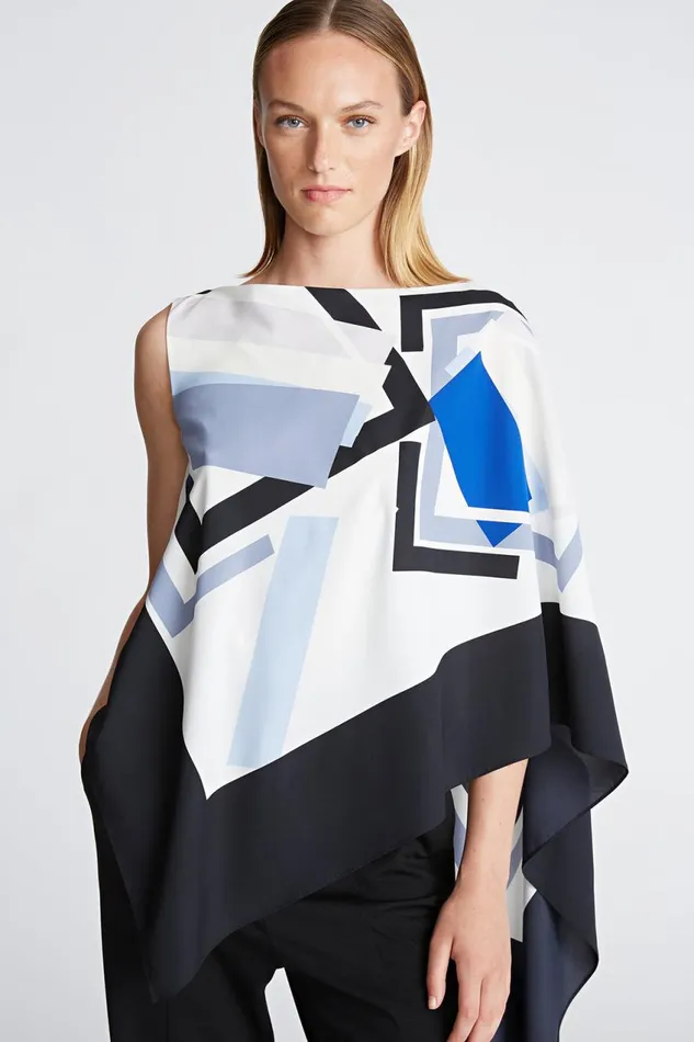 Tops Women Halston Maggie Top In Crepe De Chine Geometric Print