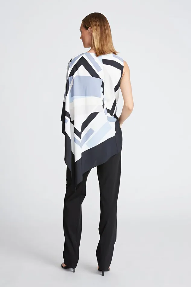 Tops Women Halston Maggie Top In Crepe De Chine Geometric Print