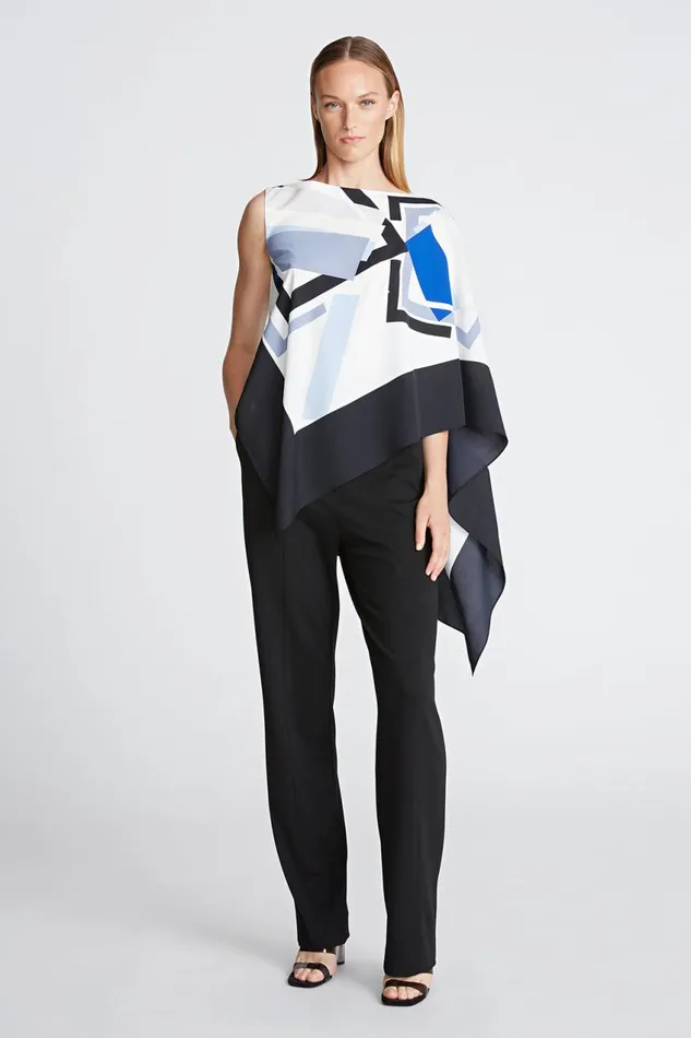 Tops Women Halston Maggie Top In Crepe De Chine Geometric Print