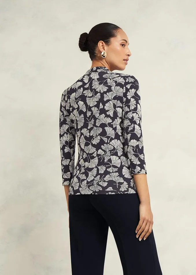 Tops Women HOBBS Aimee Printed Top Navy Ivory