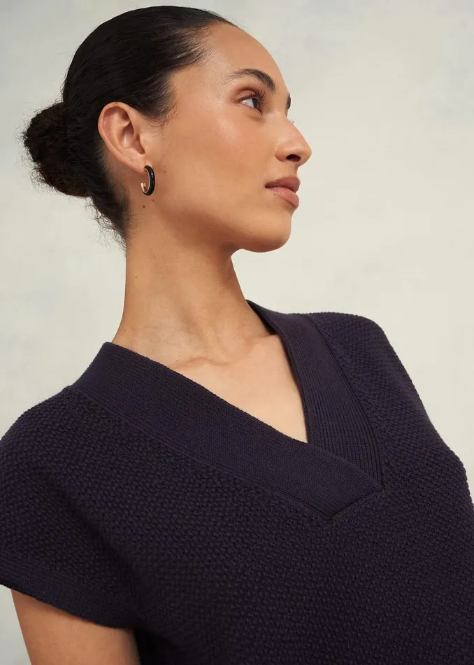 Tops Women HOBBS Ariel Cotton Knitted Top Hobbs Navy