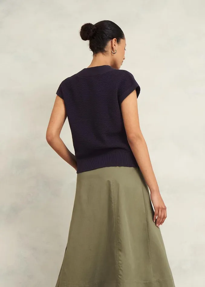 Tops Women HOBBS Ariel Cotton Knitted Top Hobbs Navy