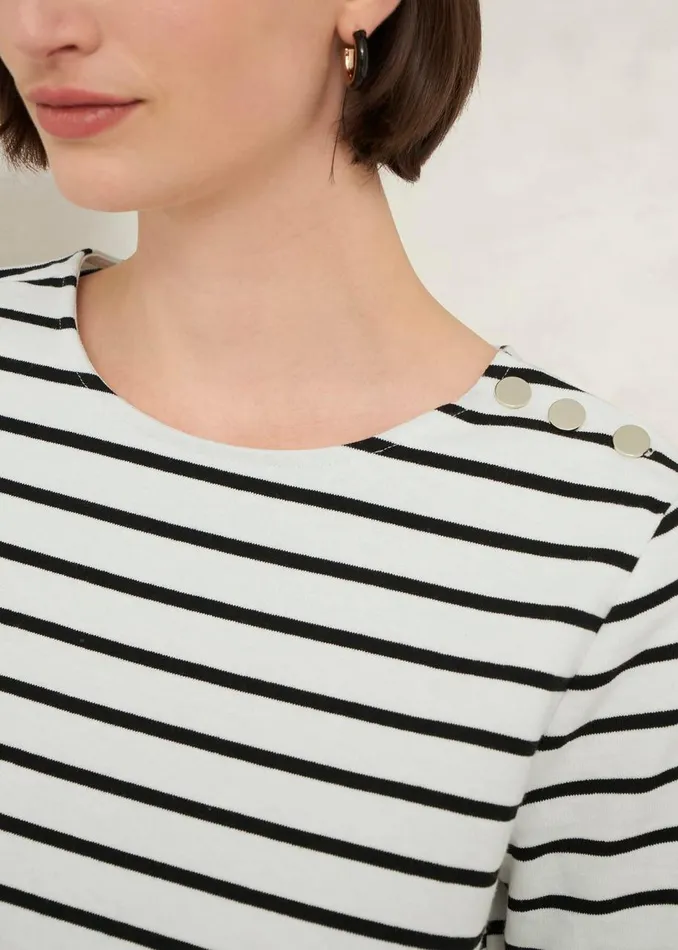 Tops Women HOBBS Bethan Cotton Stripe Top Ivory Black