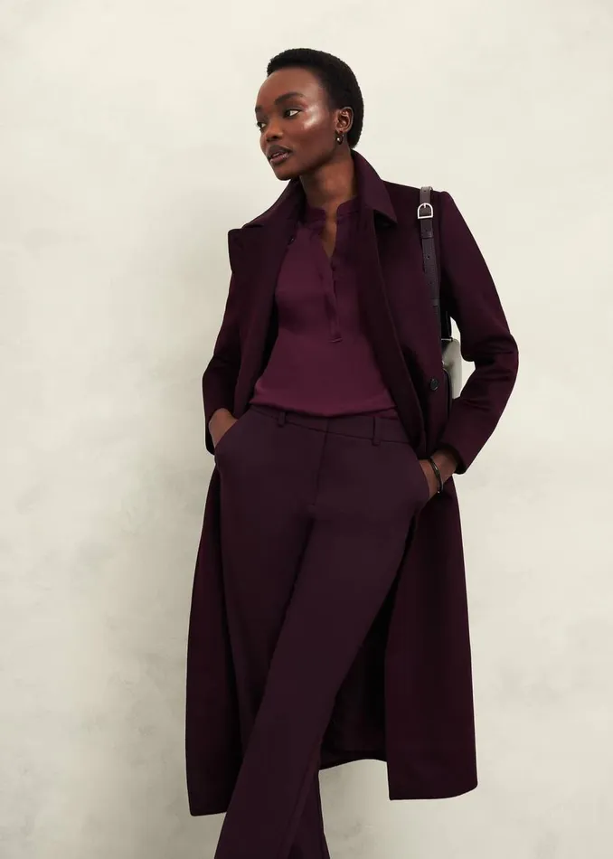 Tops Women HOBBS Jade Satin Blouse Warm Plum