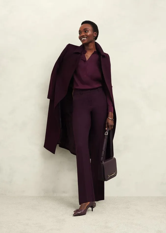 Tops Women HOBBS Jade Satin Blouse Warm Plum