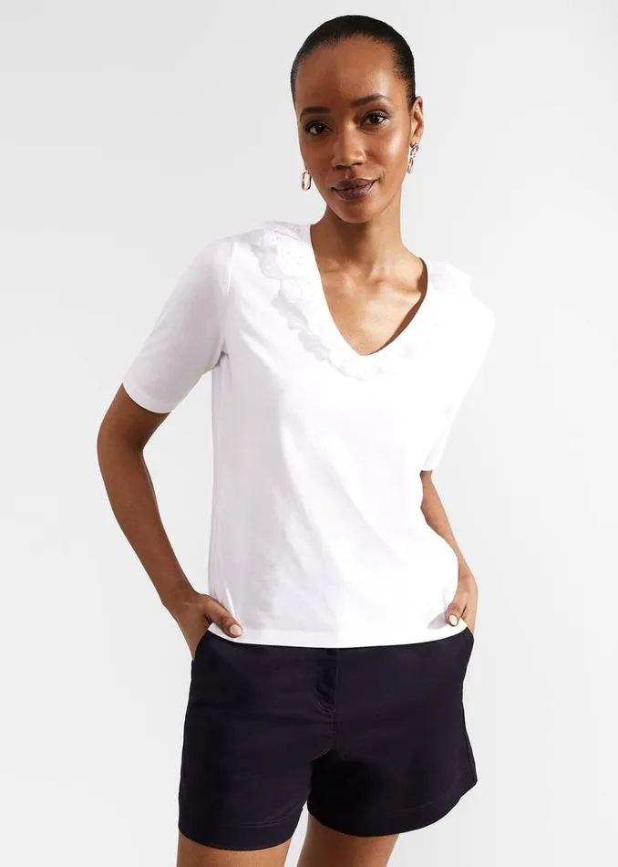 Tops Women HOBBS Mariella Cotton Broderie Top Hobbs White
