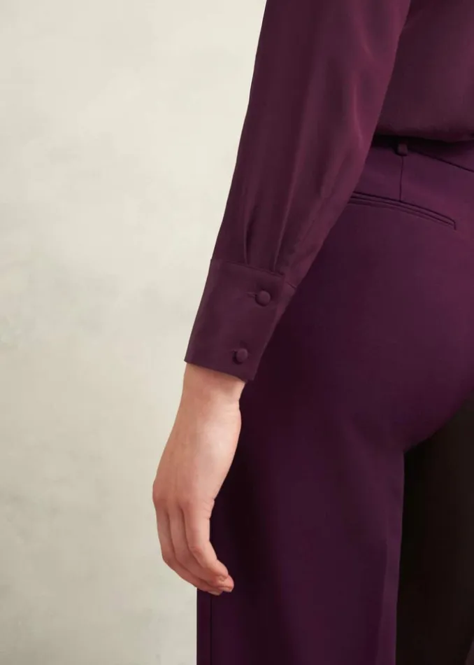Tops Women HOBBS Mimi Silk Blouse Warm Plum