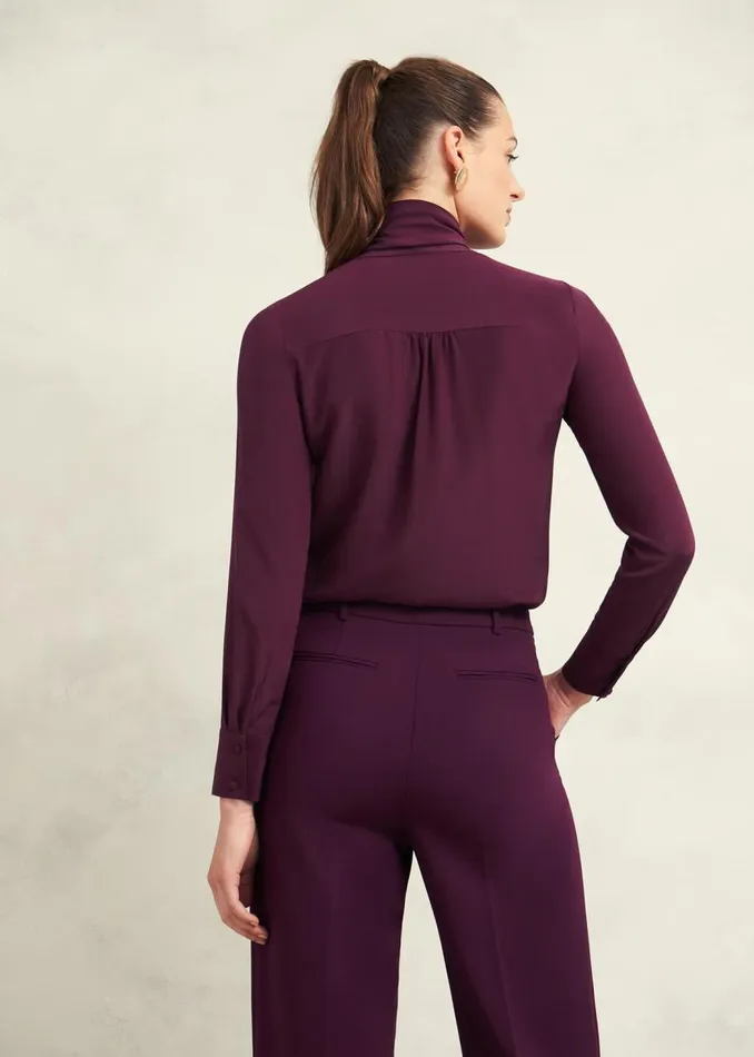 Tops Women HOBBS Mimi Silk Blouse Warm Plum