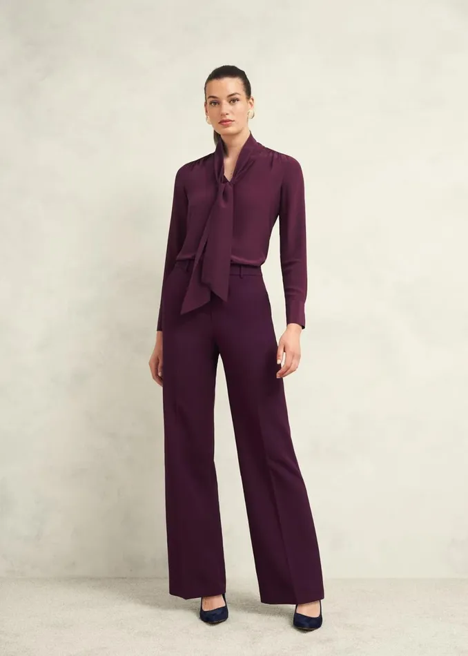 Tops Women HOBBS Mimi Silk Blouse Warm Plum