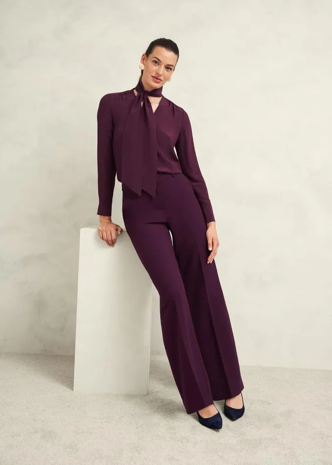Tops Women HOBBS Mimi Silk Blouse Warm Plum