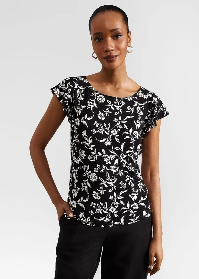 Tops Women HOBBS Nessie Printed Top Black Ivory