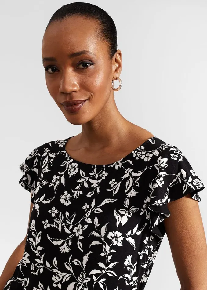 Tops Women HOBBS Nessie Printed Top Black Ivory