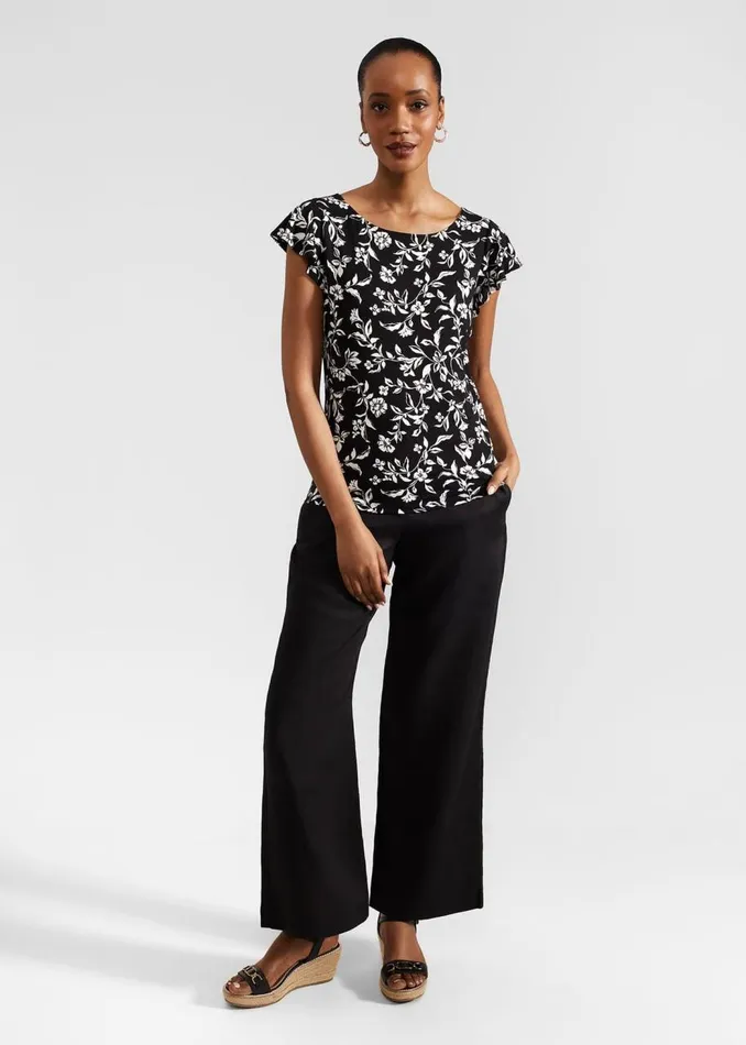 Tops Women HOBBS Nessie Printed Top Black Ivory