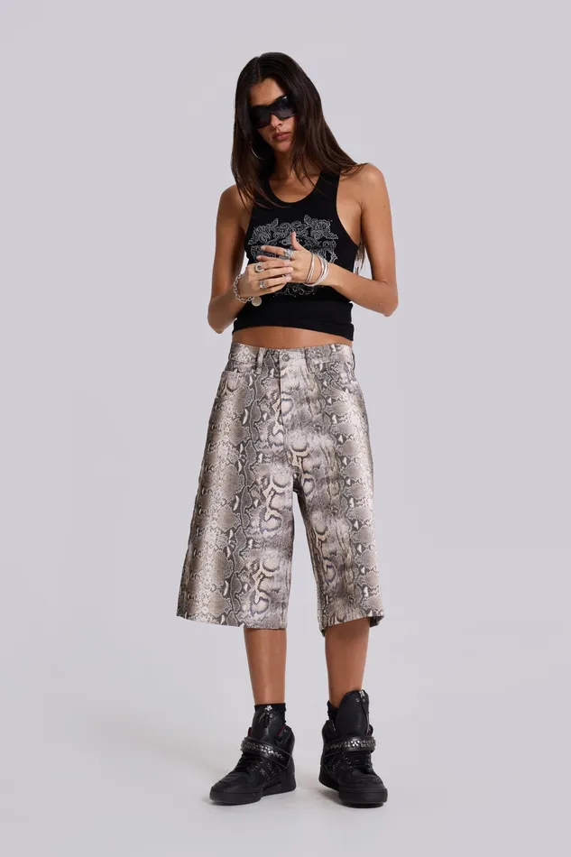 Tops Women Shop Boa Snake Print Colossus Jorts Jaded London