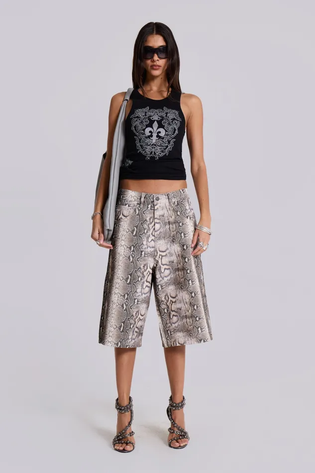 Tops Women Shop Boa Snake Print Colossus Jorts Jaded London
