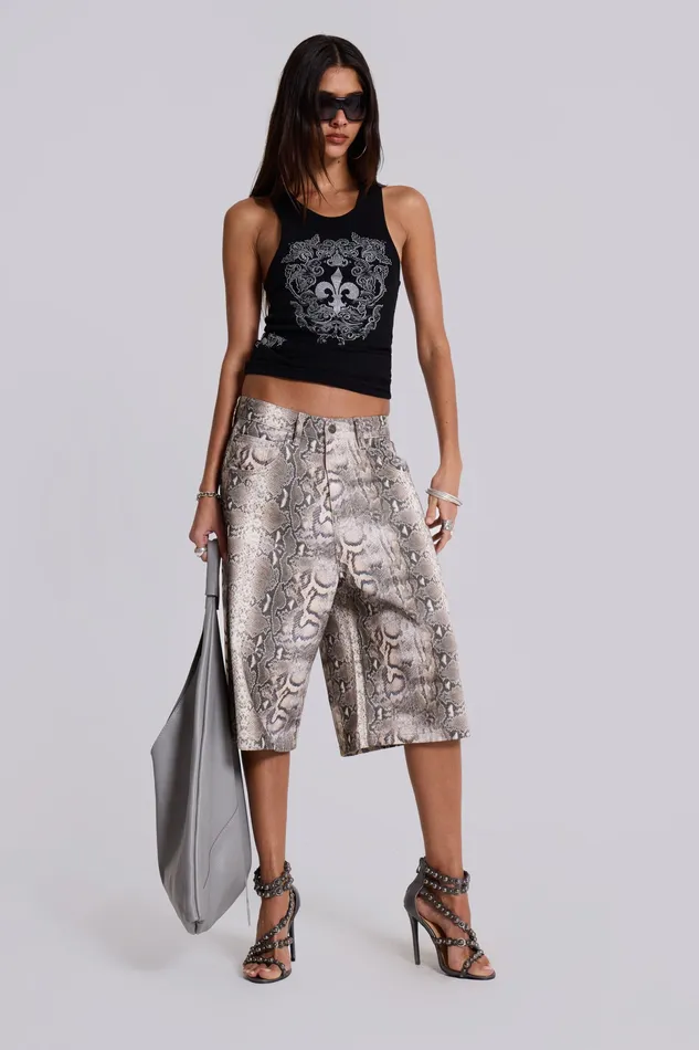 Tops Women Shop Boa Snake Print Colossus Jorts Jaded London