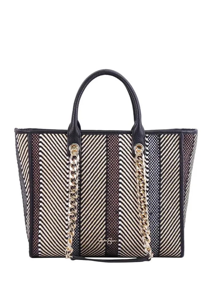 Tote Bags Jessica Simpson Dani Tote In Black Natural Straw