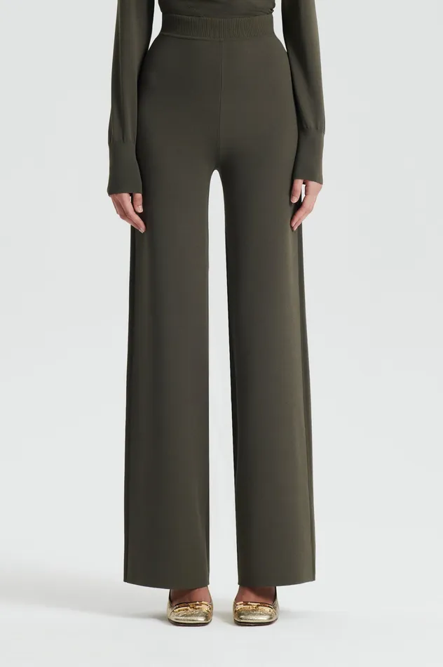 Trousers Scanlan Theodore Women MICRO CREPE KNIT TROUSER SAFARI