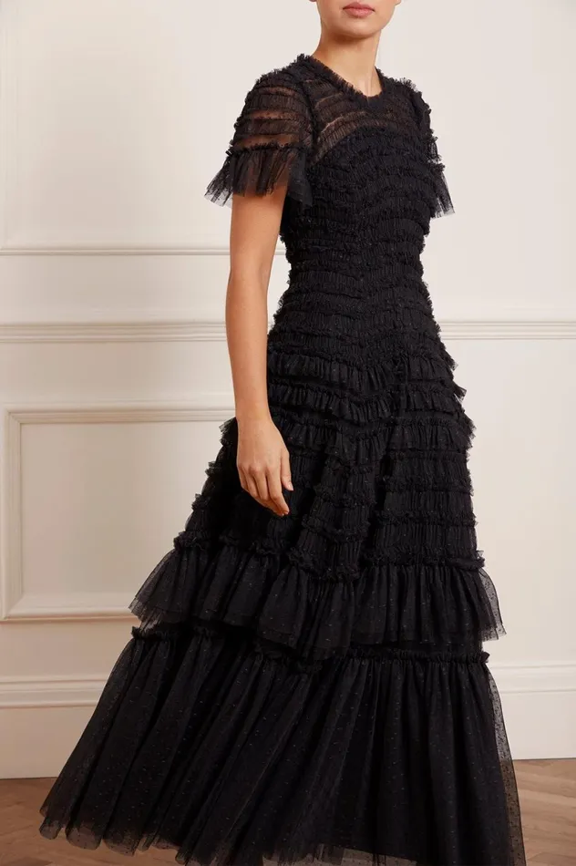 Valentine Ruffle Gown Black Women Needle and Thread Dresses