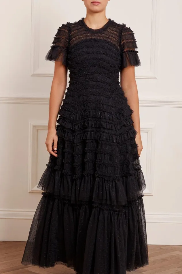 Valentine Ruffle Gown Black Women Needle and Thread Dresses