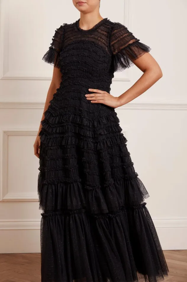 Valentine Ruffle Gown Black Women Needle and Thread Dresses