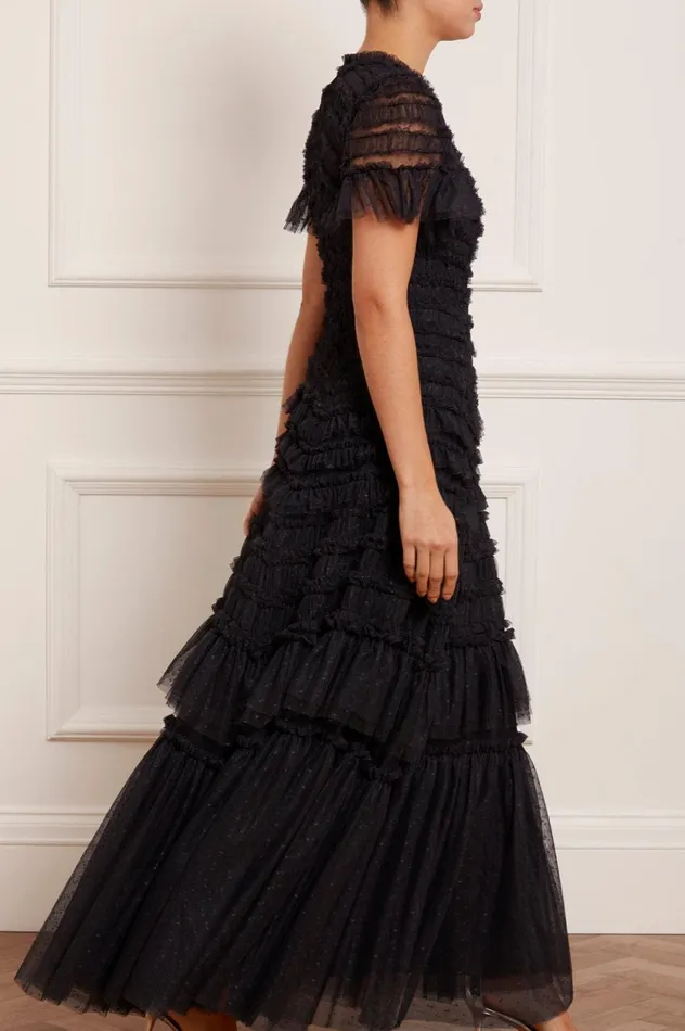 Valentine Ruffle Gown Black Women Needle and Thread Dresses