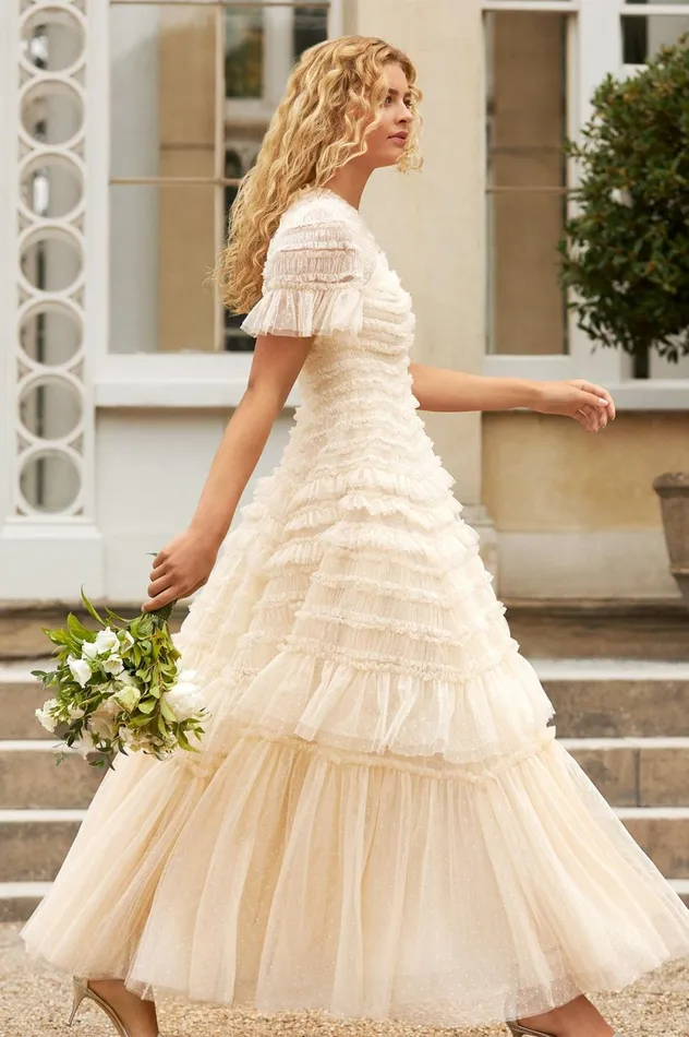 Valentine Ruffle Gown Champagne Women Needle and Thread Dresses