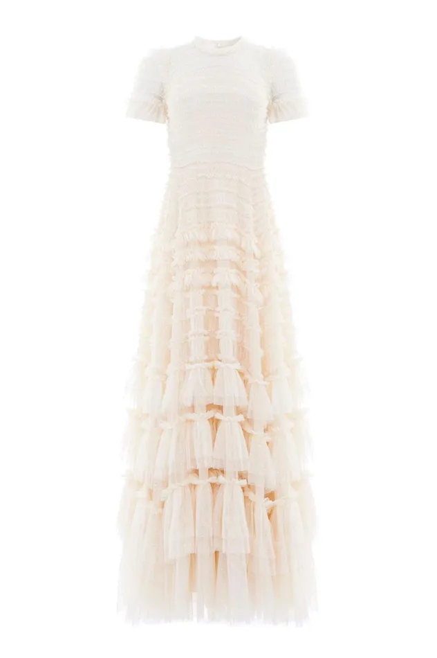 Valentine Ruffle Gown Champagne Women Needle and Thread Dresses