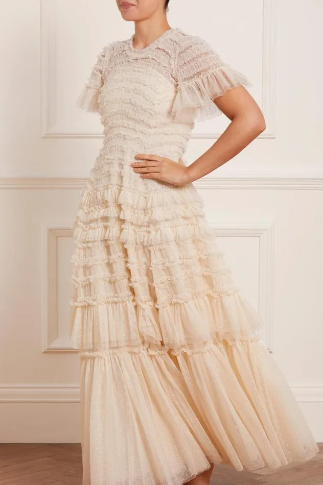 Valentine Ruffle Gown Champagne Women Needle and Thread Dresses