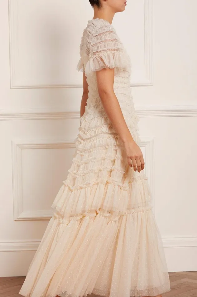 Valentine Ruffle Gown Champagne Women Needle and Thread Dresses