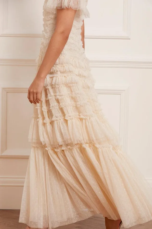 Valentine Ruffle Gown Champagne Women Needle and Thread Dresses