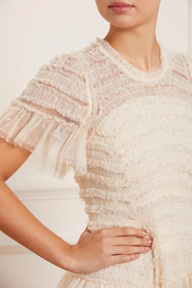 Valentine Ruffle Gown Champagne Women Needle and Thread Dresses