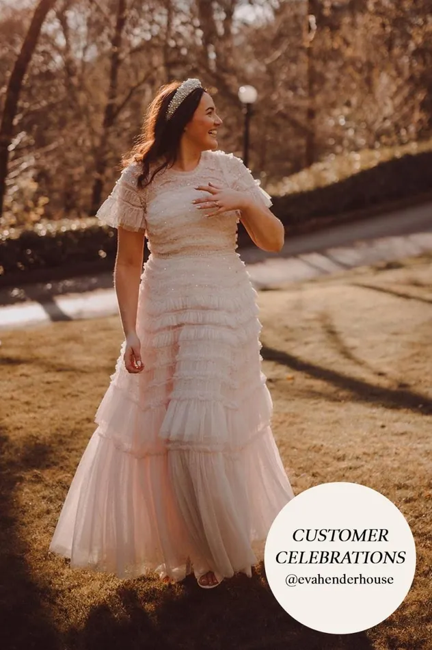 Valentine Ruffle Gown Champagne Women Needle and Thread Dresses